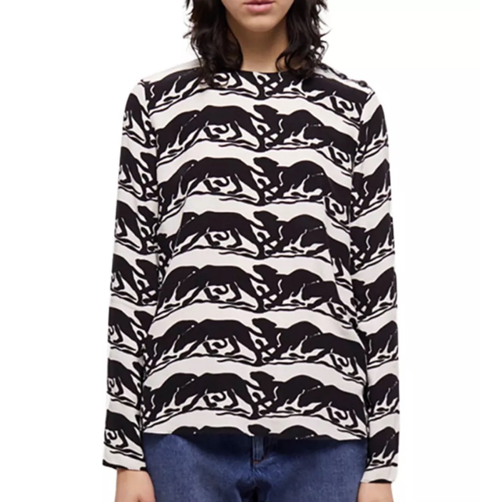 The Kooples Monochrome Panther Print Top